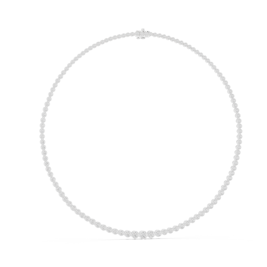 Graduated Bezel Round Necklace in white 925 sterling silver, view 1