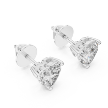 Heart moissanite stud earrings in white 925 sterling silver, view 2