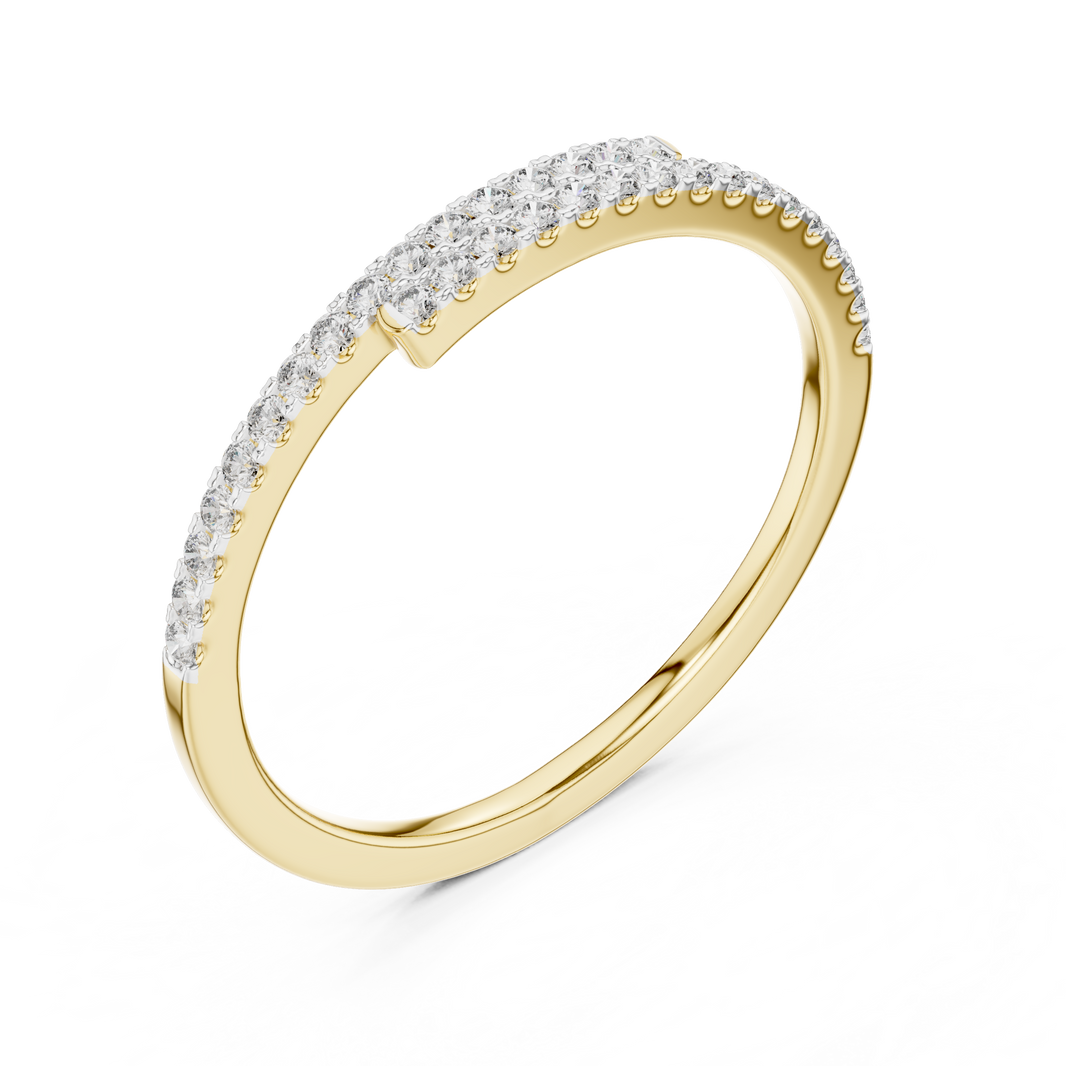 Open Bypass Pavé Moissanite Band in yellow 925 sterling silver, view 2
