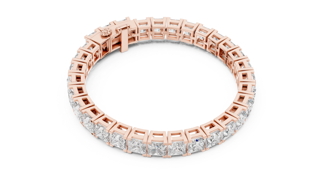 Princess Cut Moissanite Tennis Bracelet in rose 925 sterling silver, view 3