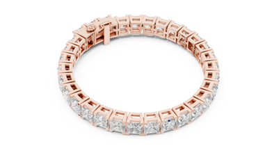 Princess Cut Moissanite Tennis Bracelet in rose 925 sterling silver, view 3