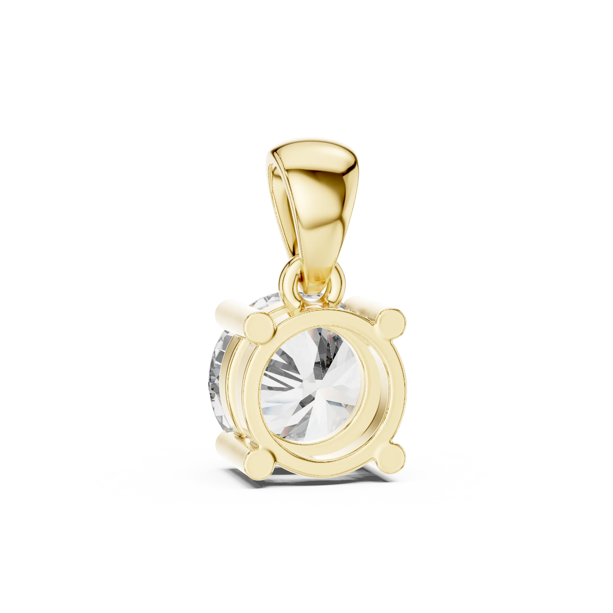Round Solitaire Moissanite Pendant in yellow 925 sterling silver, view 4
