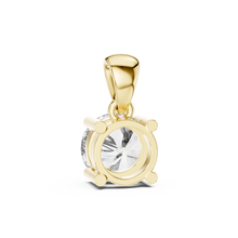 Round Solitaire Moissanite Pendant in yellow 925 sterling silver, view 4