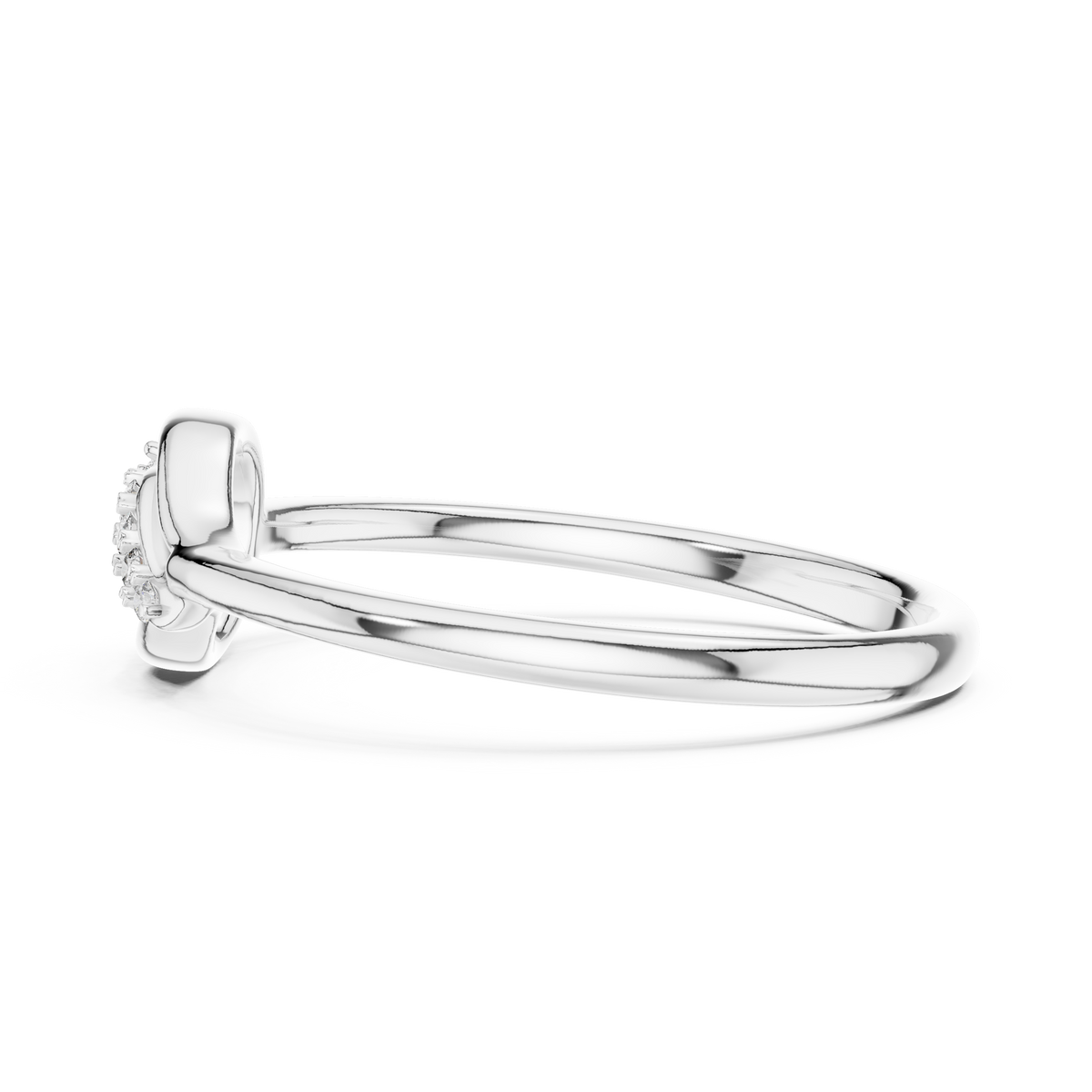 Flower Cluster Teardrop Bypass Moissanite Ring in white 925 sterling silver, view 3