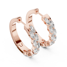 Marquise moissanite double row hoop earrings in rose 925 sterling silver, view 2