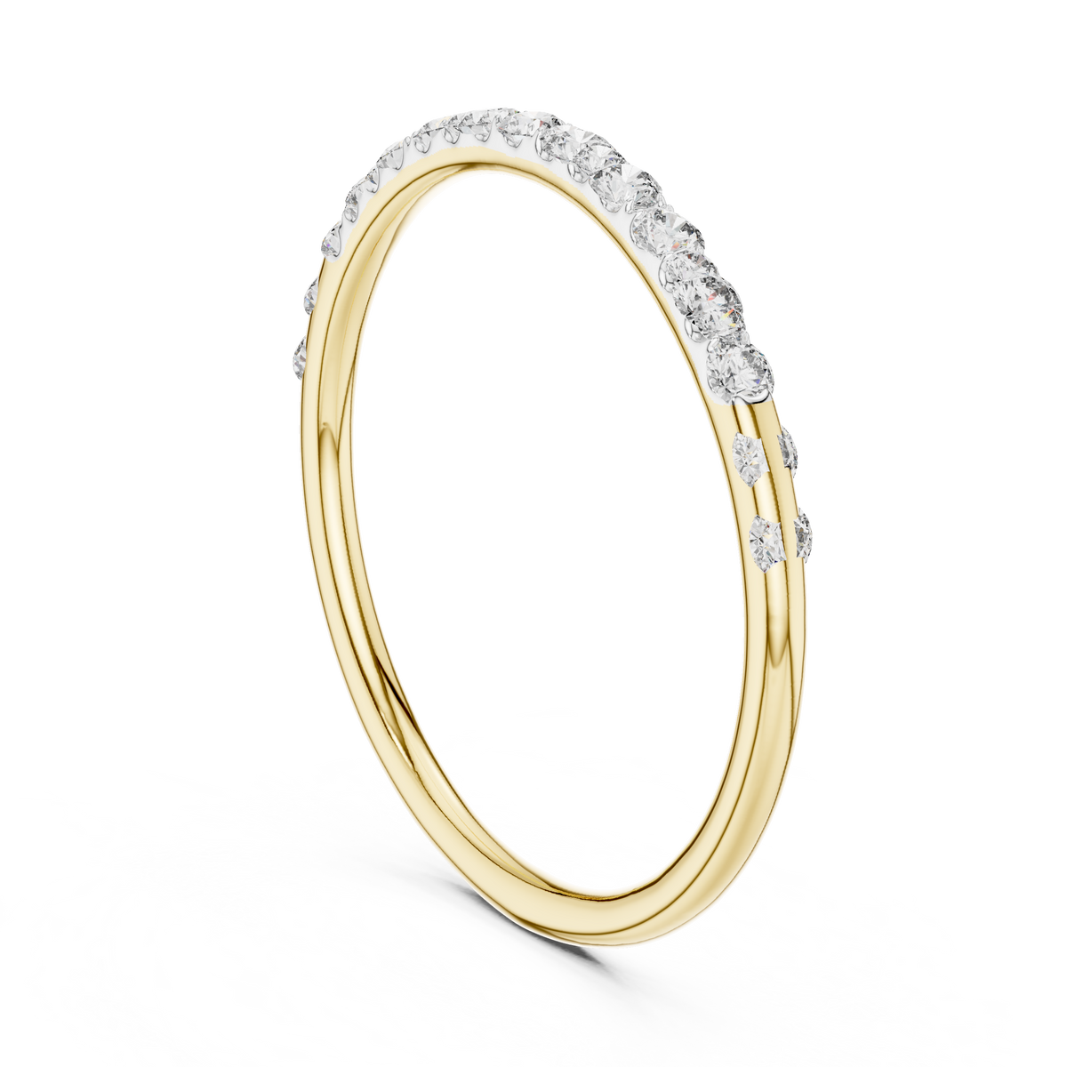 Dainty Pavé Moissanite Half Eternity Band in yellow 925 sterling silver, view 1