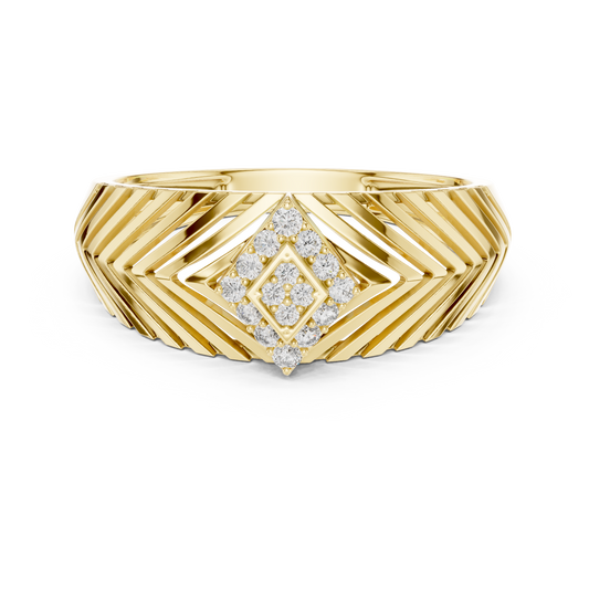 Chevron Rhombus Cluster Moissanite Ring in yellow 925 sterling silver, view 4