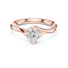 Round Solitaire Moissanite Bypass Twist Ring in rose 925 sterling silver, view 4
