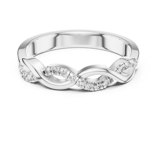 Pavé Twisted Infinity Moissanite Band in white 925 sterling silver, view 4