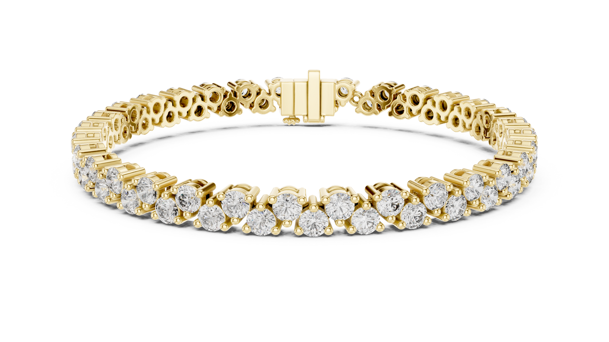 Round Moissanite Loop Link Tennis Bracelet in yellow 925 sterling silver, view 1
