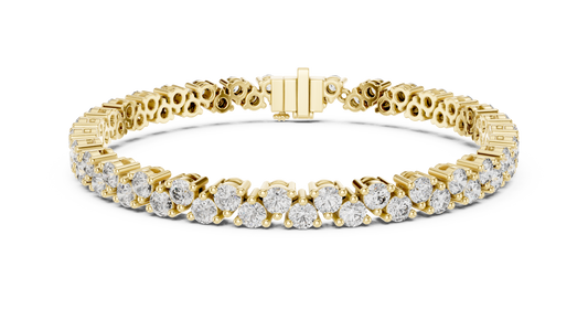 Round Moissanite Loop Link Tennis Bracelet in yellow 925 sterling silver, view 1