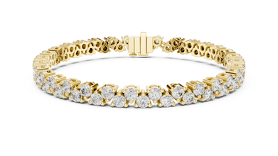 Round Moissanite Loop Link Tennis Bracelet in yellow 925 sterling silver, view 1