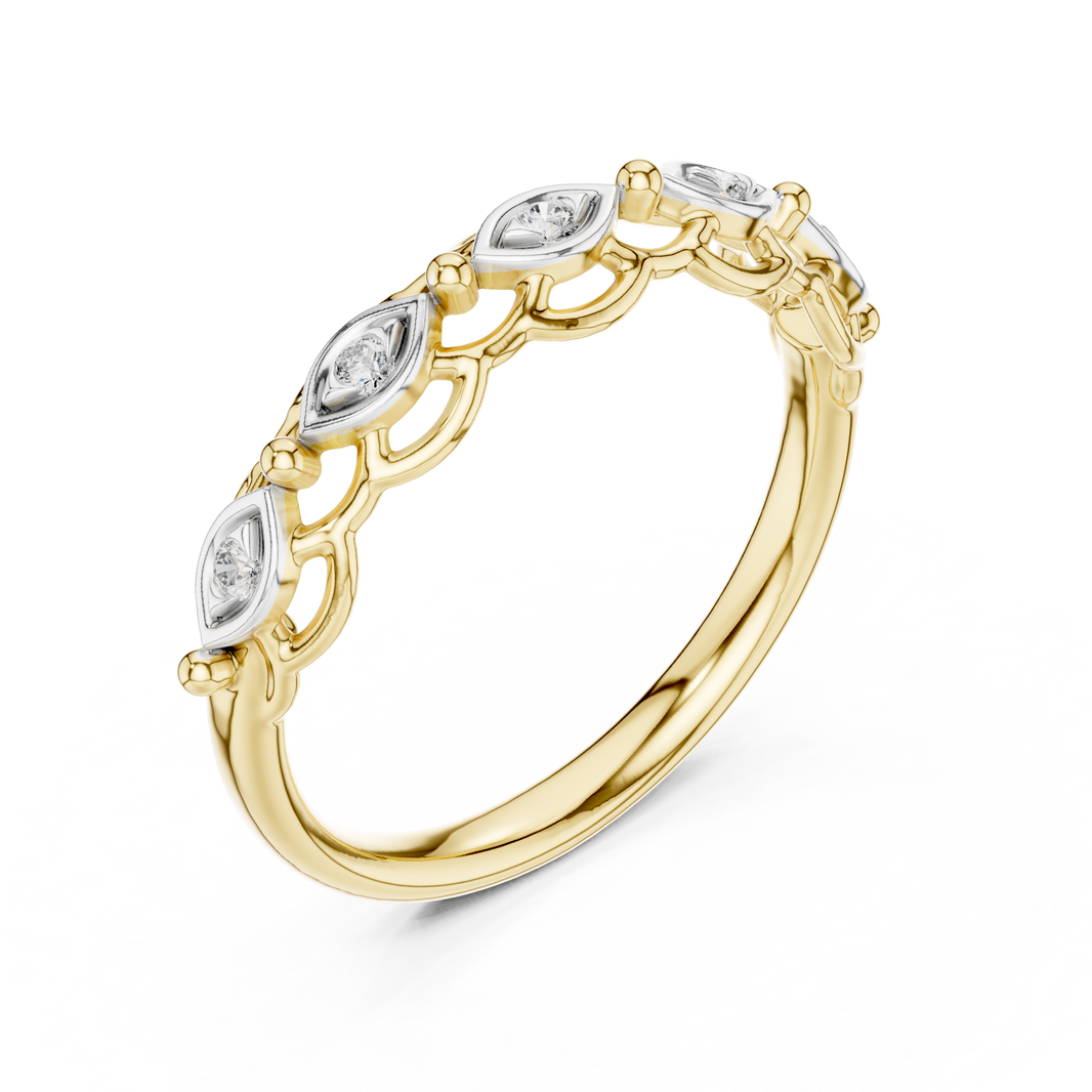 Linked Eye Moissanite Band in yellow 925 sterling silver, view 2