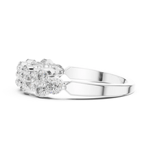 Floral Cluster Moissanite Half Eternity Band in white 925 sterling silver, view 3