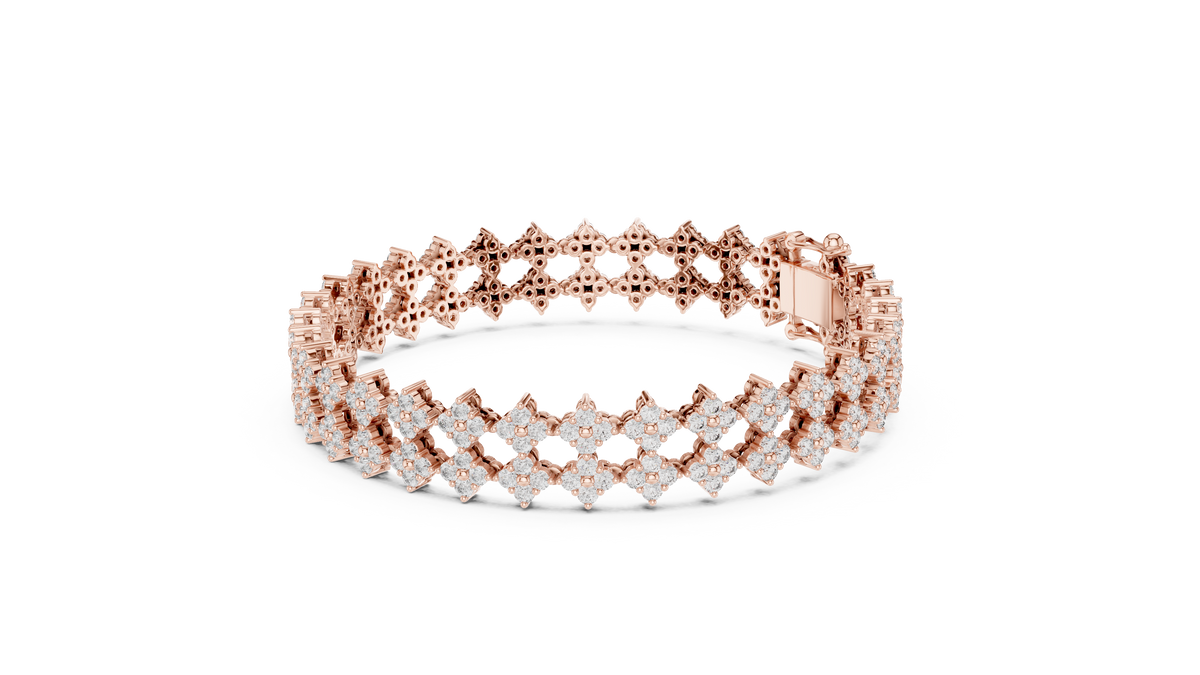 Cross Cluster Moissanite Tennis Bracelet in rose 925 sterling silver, view 2