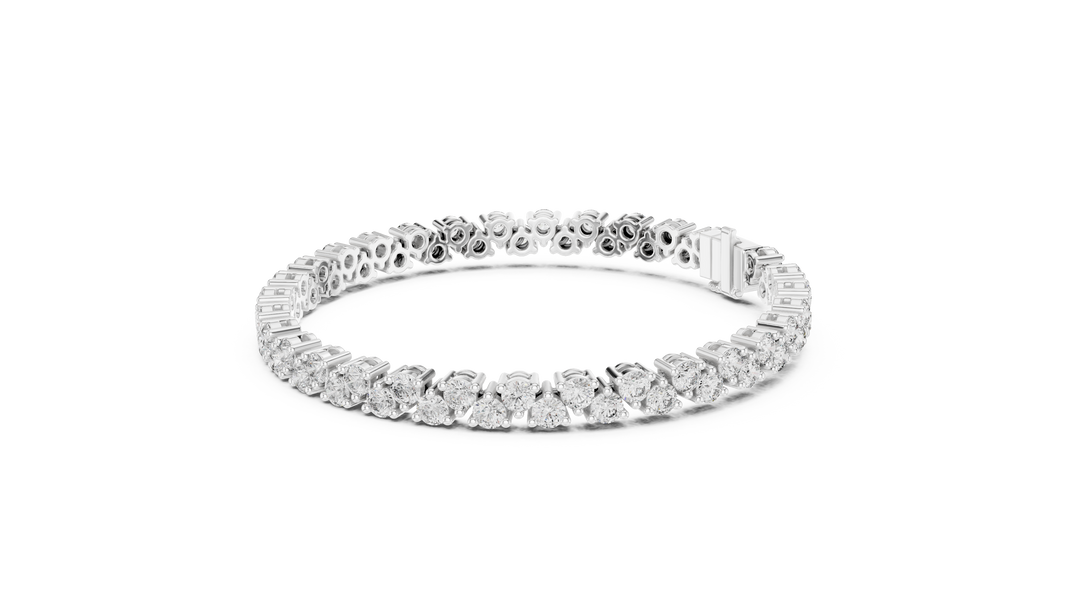 Round Moissanite Loop Link Tennis Bracelet in white 925 sterling silver, view 2