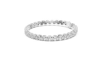 Round Moissanite Loop Link Tennis Bracelet in white 925 sterling silver, view 2