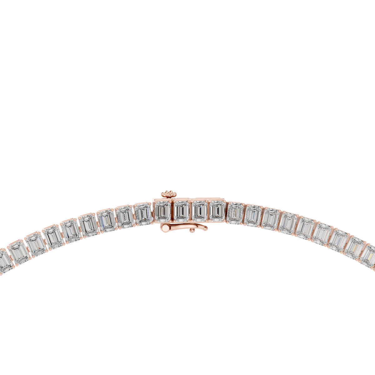 Emerald Cut Tennis Necklace in rose 925 sterling silver, view 4