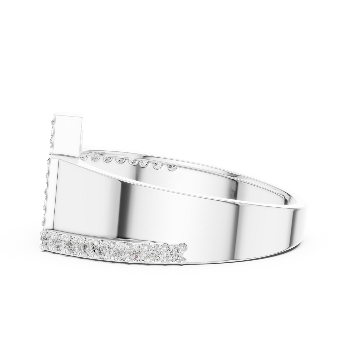 Men's Wide Vertical Bar Moissanite Band in white 925 sterling silver, view 3