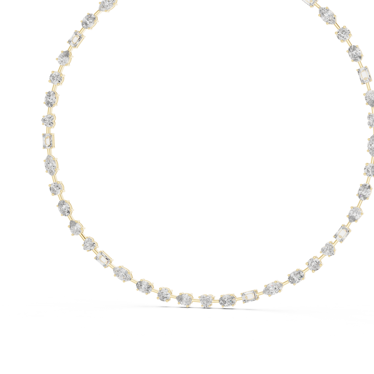 Mixed Shape Tennis Necklace in yellow 925 sterling silver, view 2