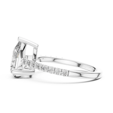 Pear Moissanite Engagement Ring with Pavé Band in white 925 sterling silver, view 3
