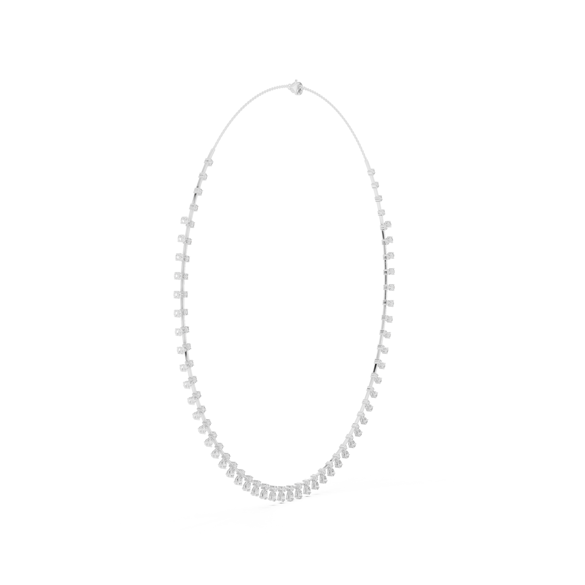 Pear Drop Fringe Necklace in white 925 sterling silver, view 3