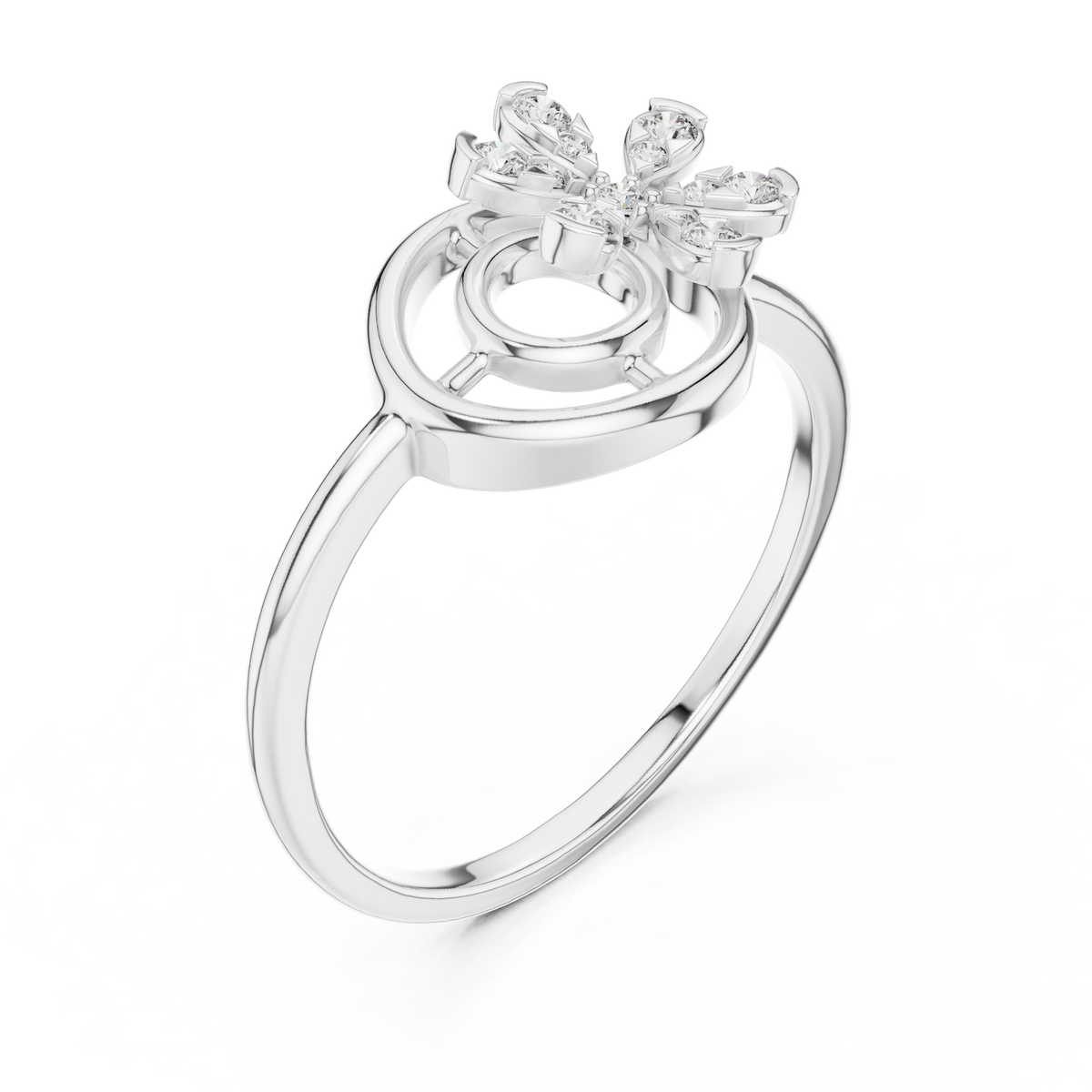 Spiral Flower Moissanite Ring in white 925 sterling silver, view 2