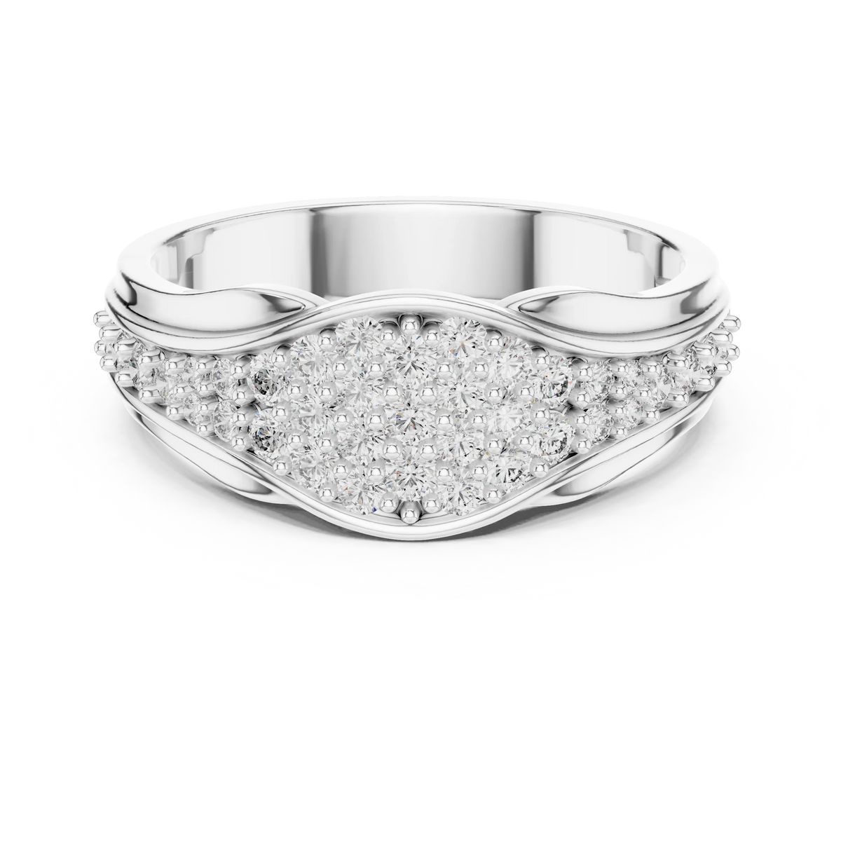 Pavé Crossover Moissanite Band in white 925 sterling silver, view 4
