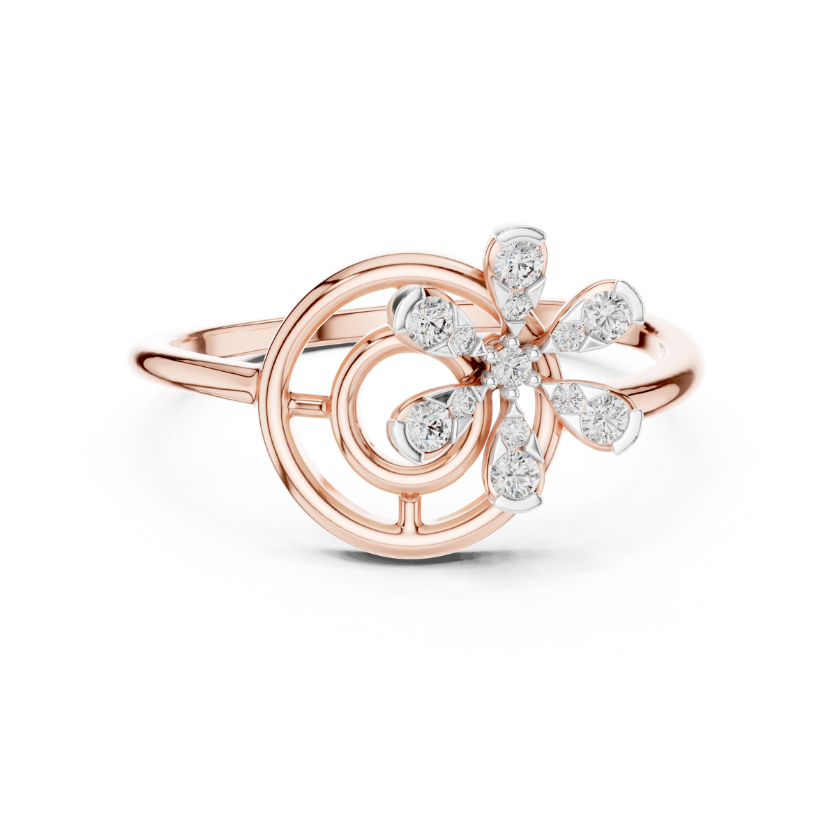 Spiral Flower Moissanite Ring in rose 925 sterling silver, view 4