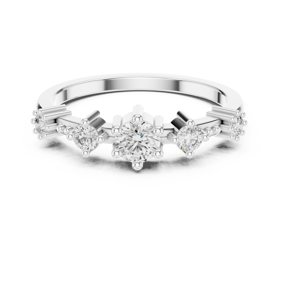 Five Stone Moissanite Ring in white 925 sterling silver, view 4