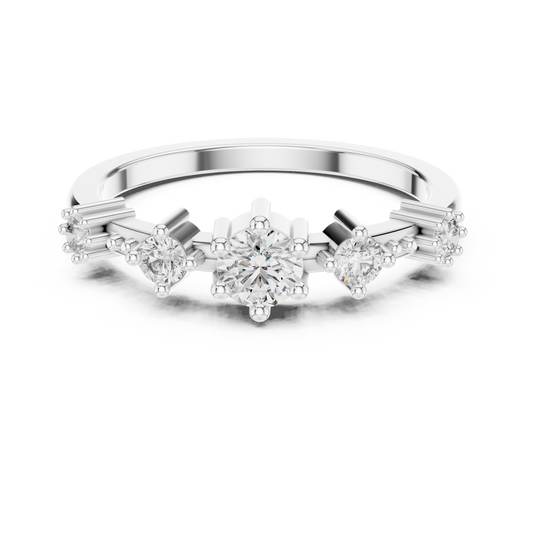 Five Stone Moissanite Ring in white 925 sterling silver, view 4