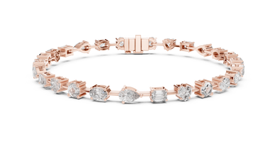 Mixed Shape Moissanite Tennis Bracelet in rose 925 sterling silver, view 1