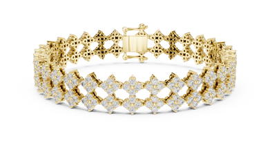 Cross Cluster Moissanite Tennis Bracelet in yellow 925 sterling silver, view 1