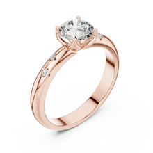 Round Solitaire Moissanite Ring with Bezel Accents in rose 925 sterling silver, view 2