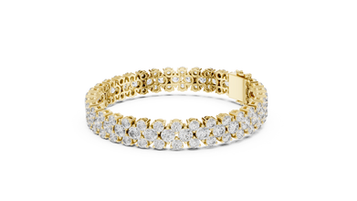 Round Cluster Moissanite Statement Bracelet in yellow 925 sterling silver, view 2