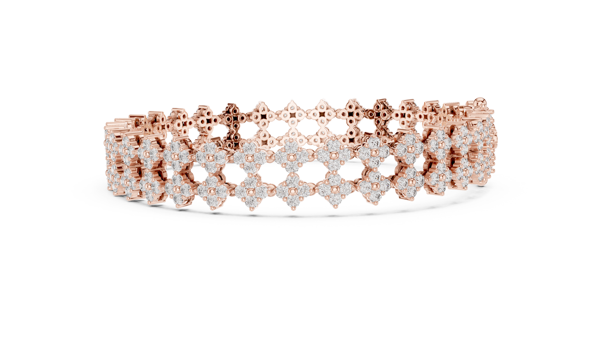 Cross Cluster Moissanite Tennis Bracelet in rose 925 sterling silver, view 4