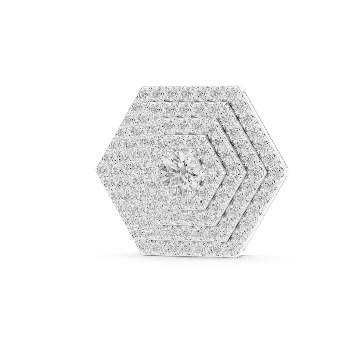 Pavé Hexagon Moissanite Pendant in white 925 sterling silver, view 2
