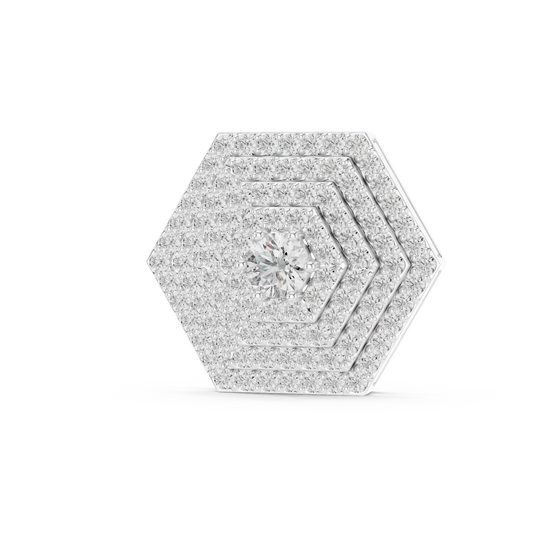 Pavé Hexagon Moissanite Pendant in white 925 sterling silver, view 2