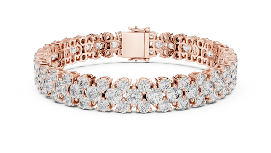 Round Cluster Moissanite Statement Bracelet in rose 925 sterling silver, view 1