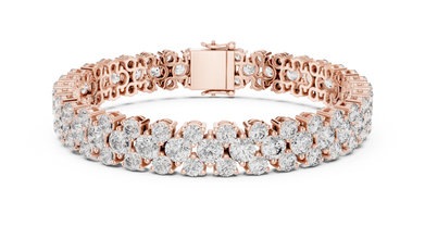 Round Cluster Moissanite Statement Bracelet in rose 925 sterling silver, view 1
