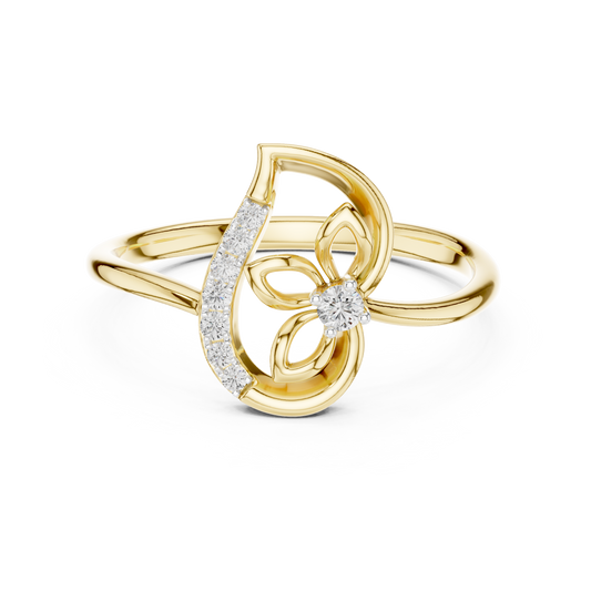 Paisley Swirl Moissanite Ring in yellow 925 sterling silver, view 4