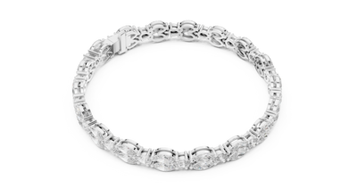 Marquise and Pear Moissanite Tennis Bracelet in white 925 sterling silver, view 3
