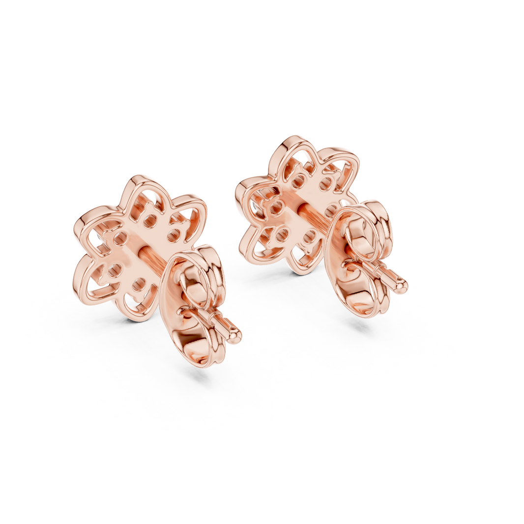 Moissanite Flower Cluster Stud Earrings in rose 925 sterling silver, view 3