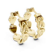 Moissanite heart huggie hoop earrings in yellow 925 sterling silver, view 3