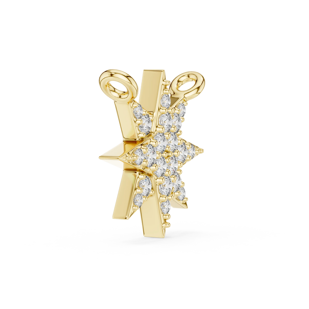 Starburst Pavé Moissanite Pendant in yellow 925 sterling silver, view 3