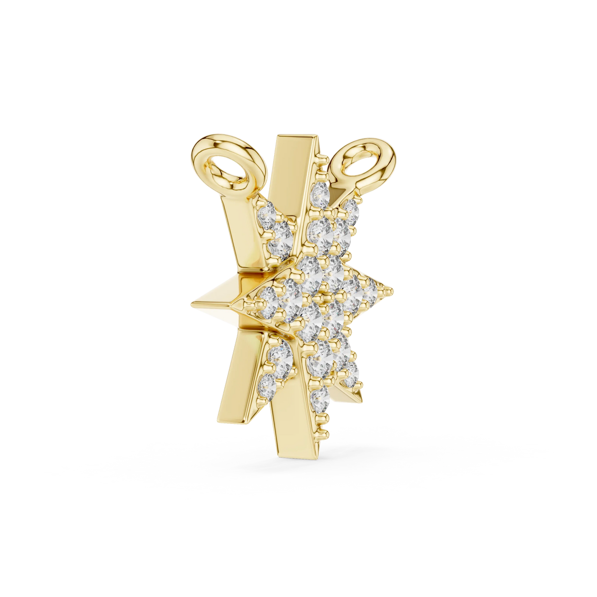 Starburst Pavé Moissanite Pendant in yellow 925 sterling silver, view 3