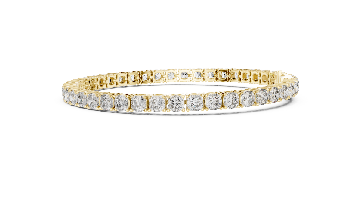 Square Cushion Cut Moissanite Tennis Bracelet in yellow 925 sterling silver, view 4