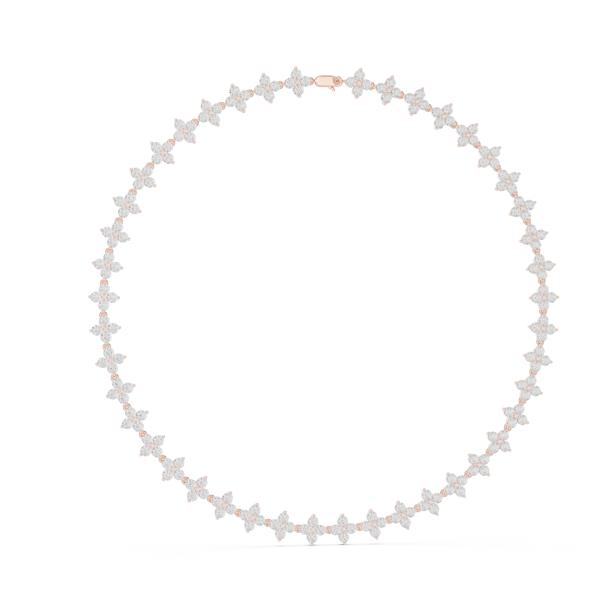 Flower Cluster Link Necklace in rose 925 sterling silver, view 1