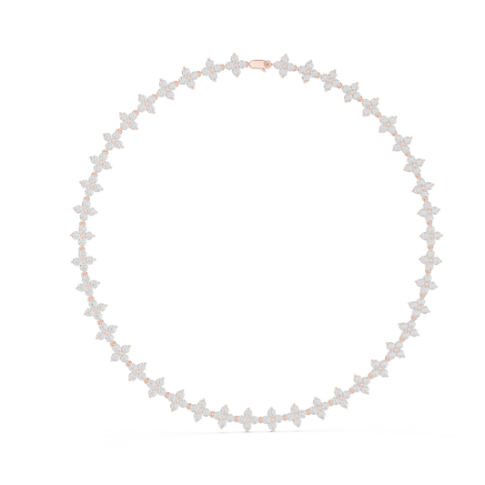 Flower Cluster Link Necklace in rose 925 sterling silver, view 1