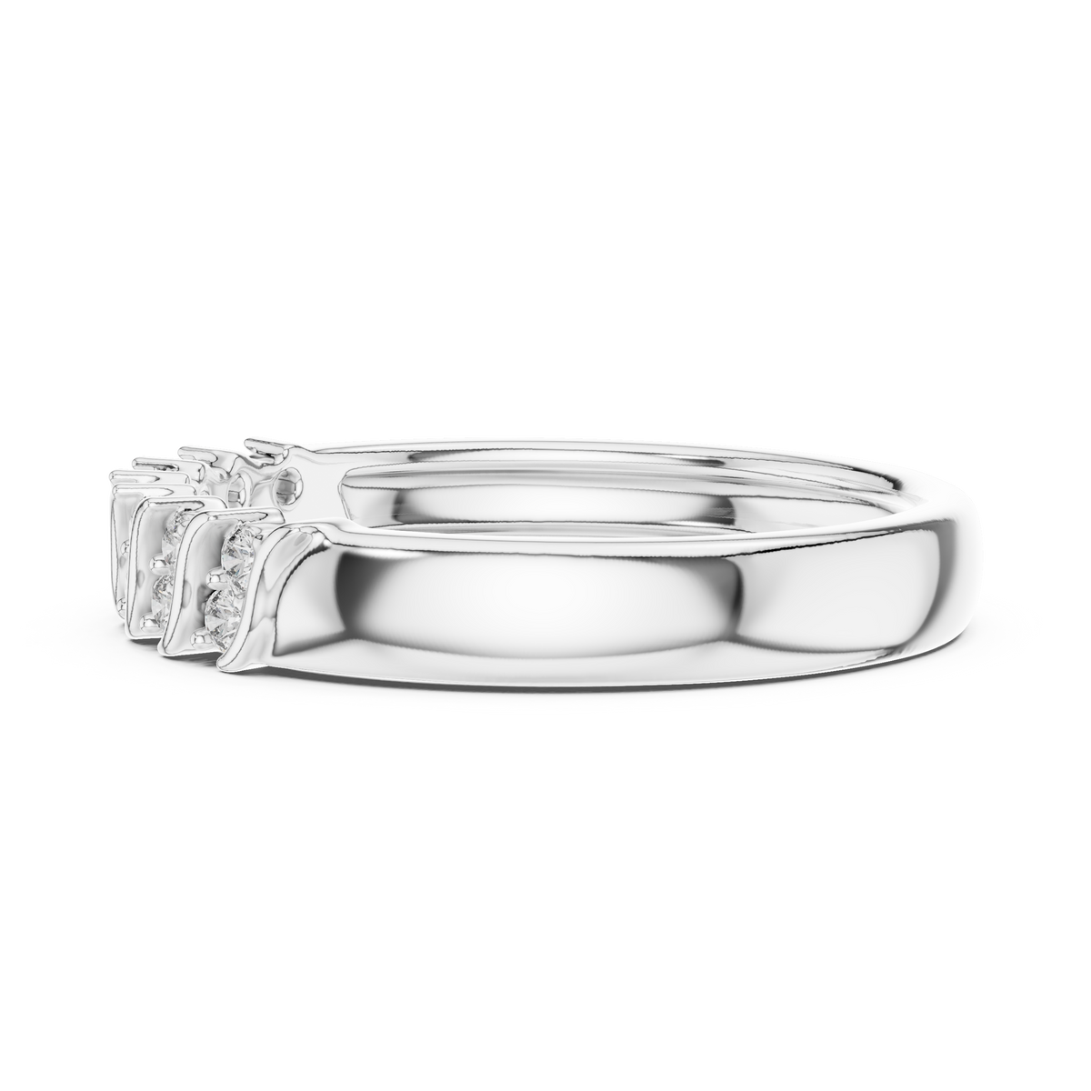 Twisted Link Moissanite Band in white 925 sterling silver, view 3